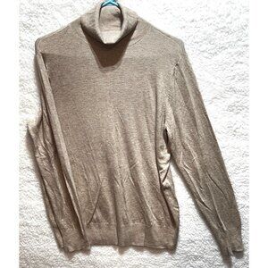 Ann Taylor Womens Beige/Tan Turtleneck Sweater XL Rayon Blend Lightweight